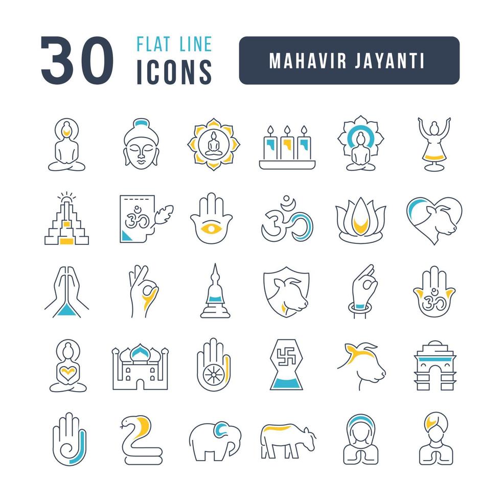 iconos de línea vectorial de mahavir jayanti vector