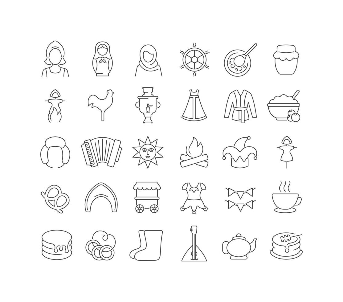 Vector Line Icons of Maslenitsa