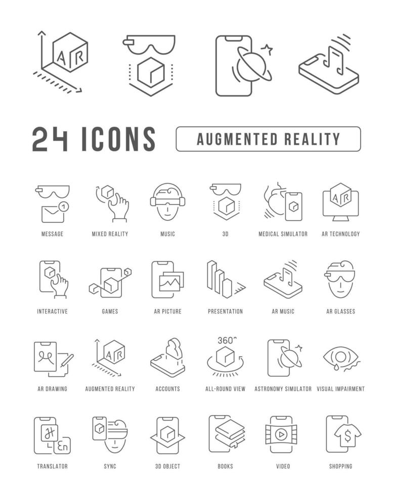 Set of linear icons of Augmented Reality vector