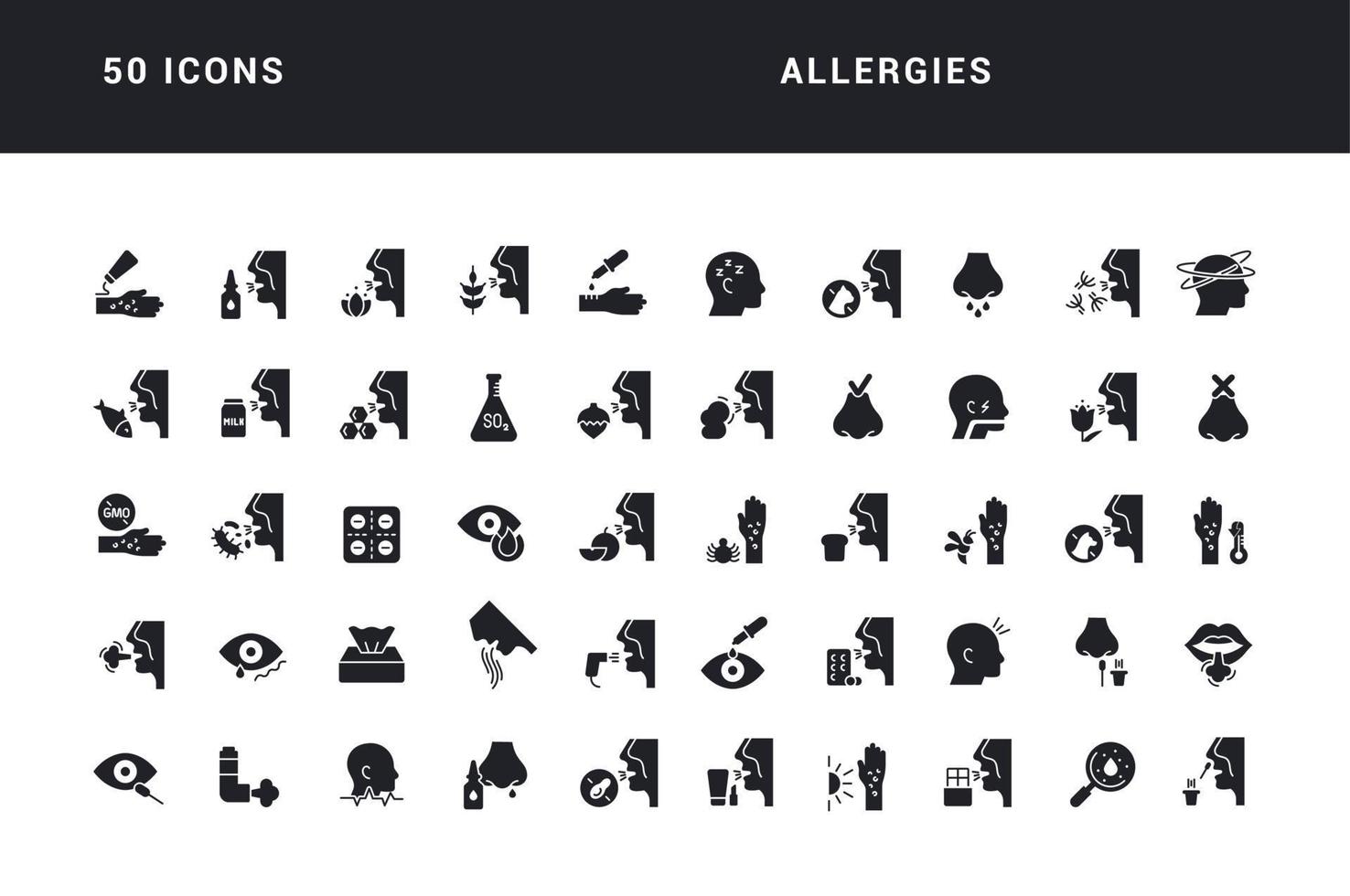 Set of simple icons of Allergies vector