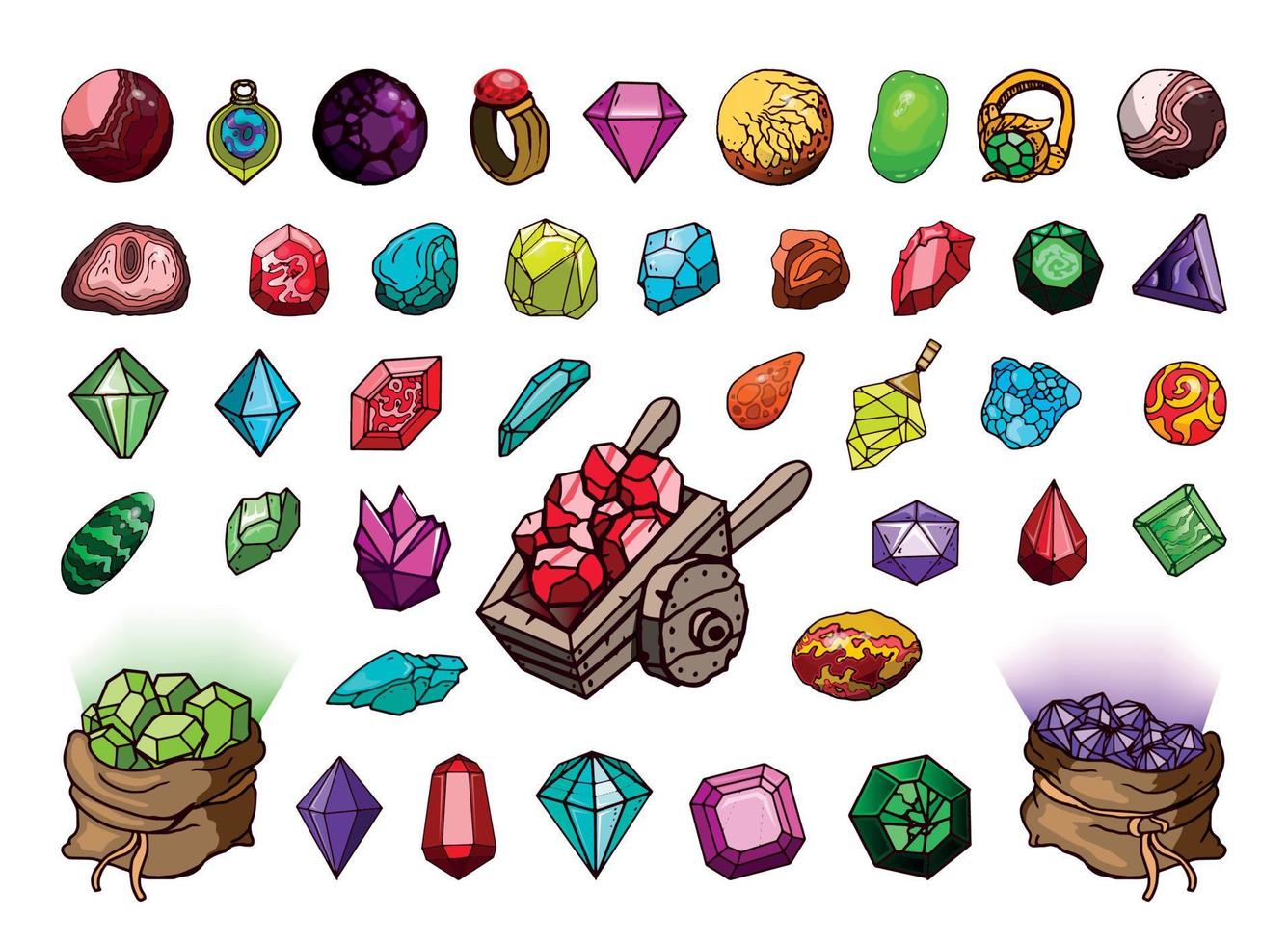 colección de piedras preciosas de fantasía vector