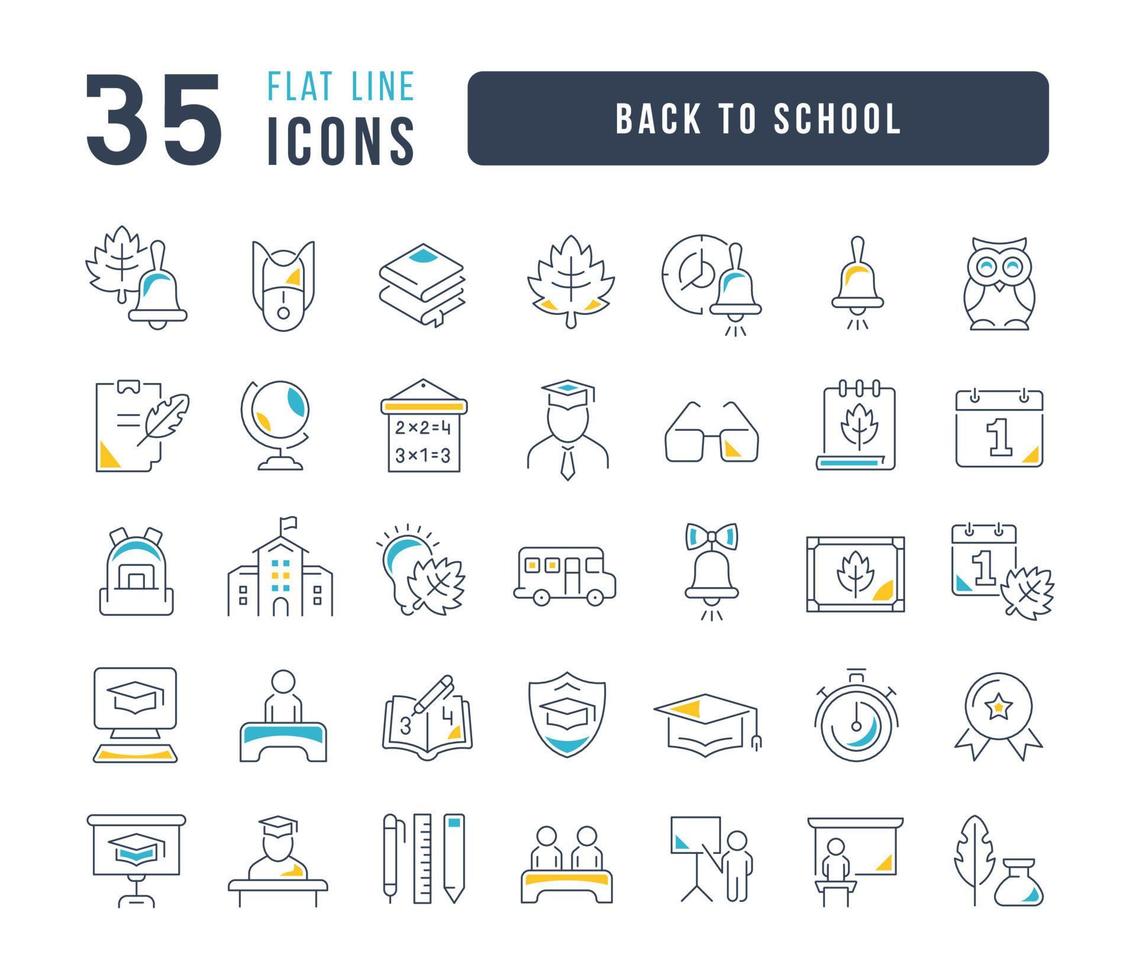 Set of linear icons of Back to School vector