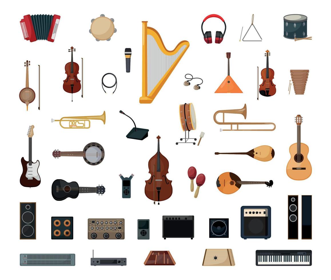 conjunto de instrumentos musicales vector