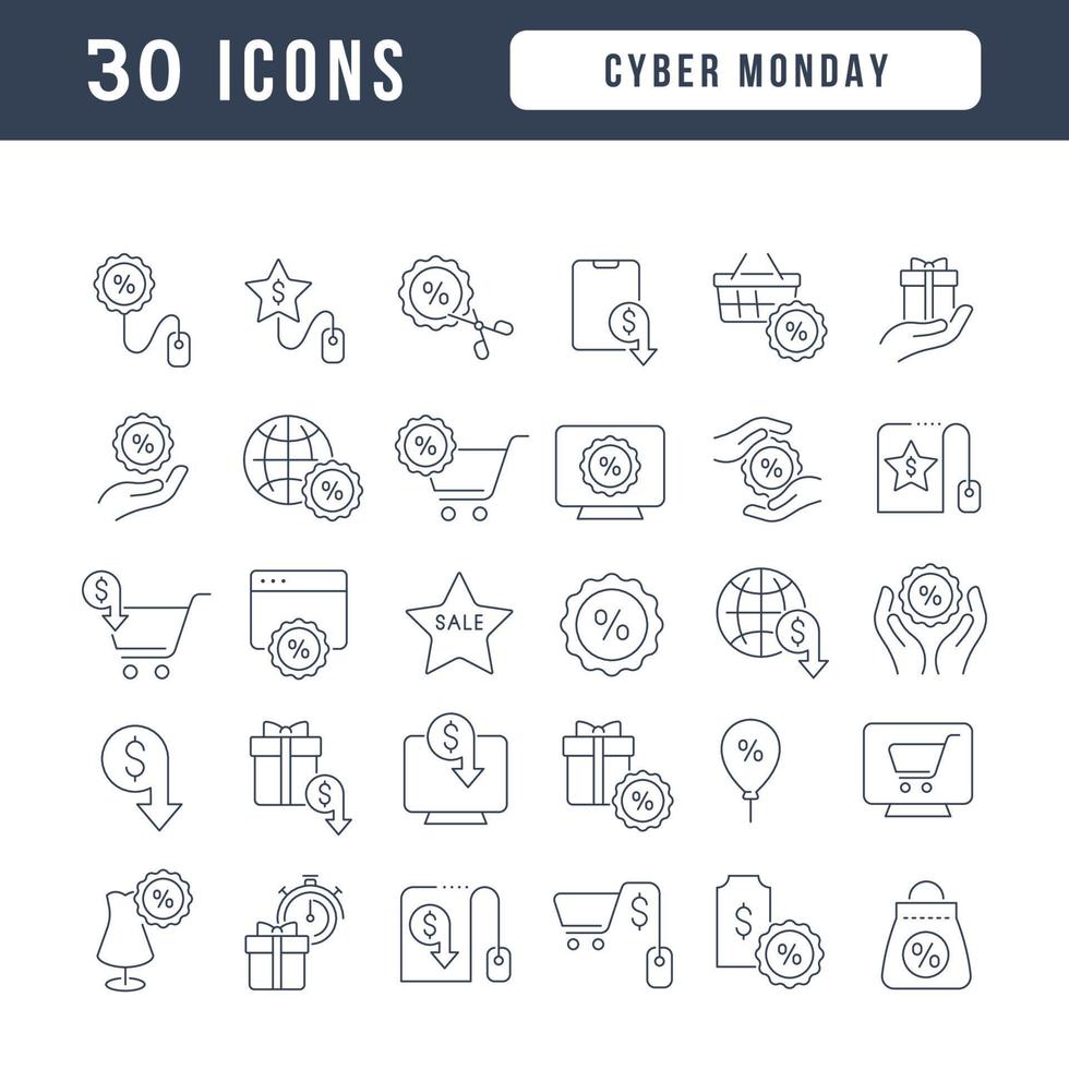 Vector Line Icons of Cyber Monday