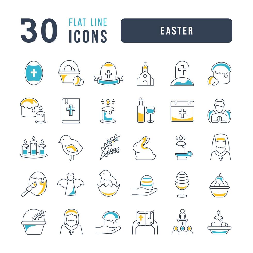 Vector Line Icons of Easter