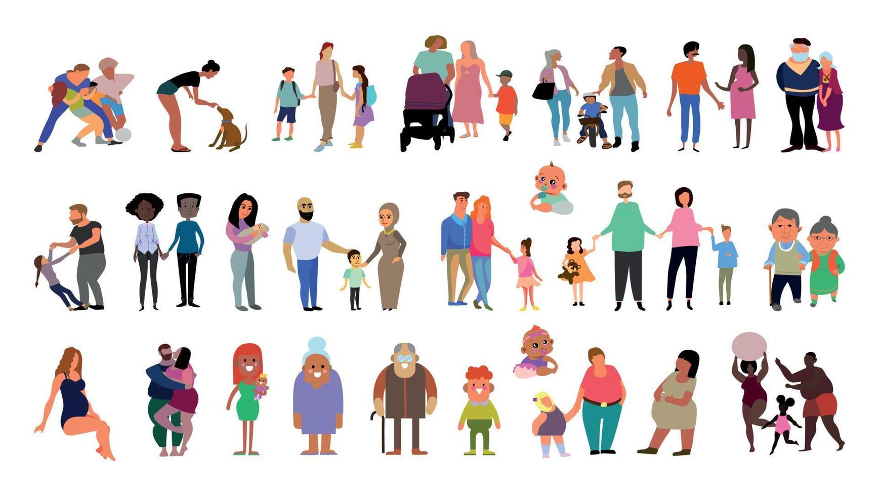 personajes familiares con niños vector