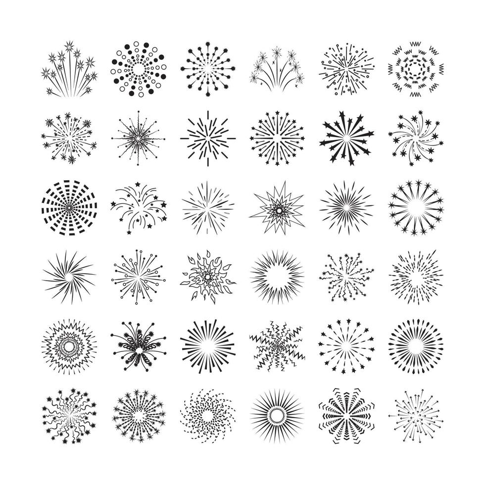 Set of Flashes and Fireworks vector