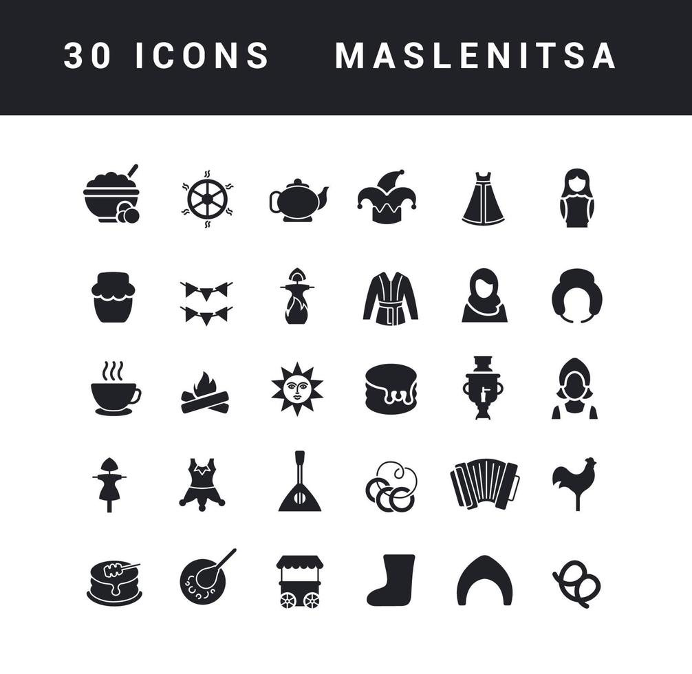 Vector Simple Icons of Maslenitsa