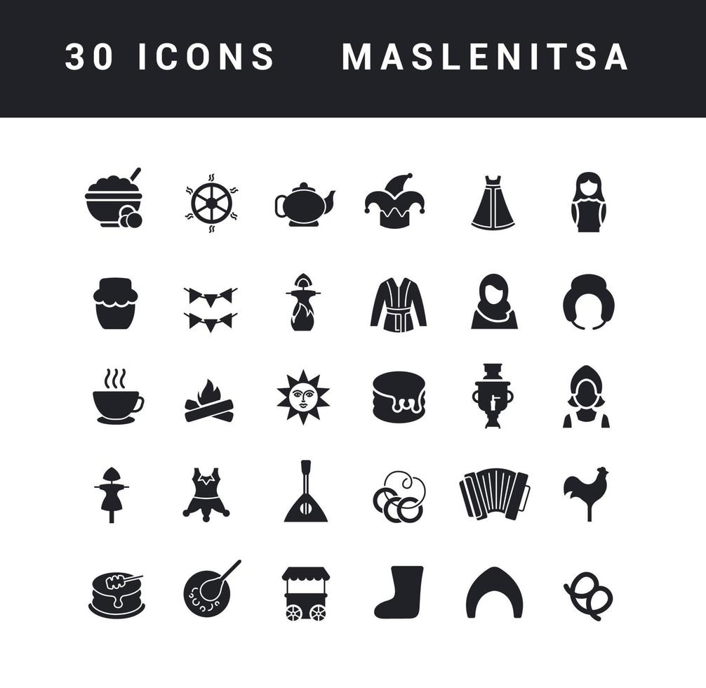 vector iconos simples de maslenitsa