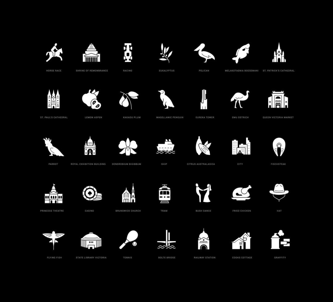 Set of simple icons of Melbourne vector