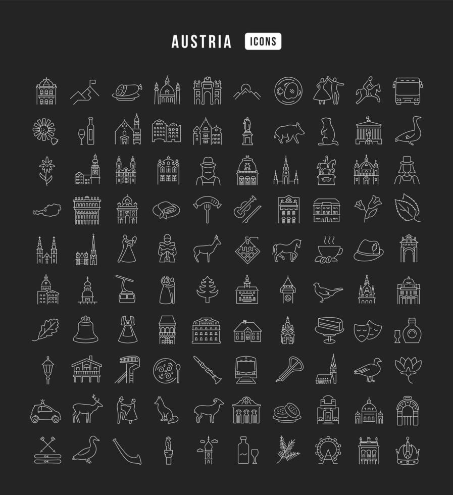 conjunto de iconos lineales de austria vector