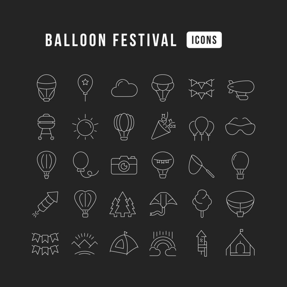 Vector Line Icons of Balloon Festival