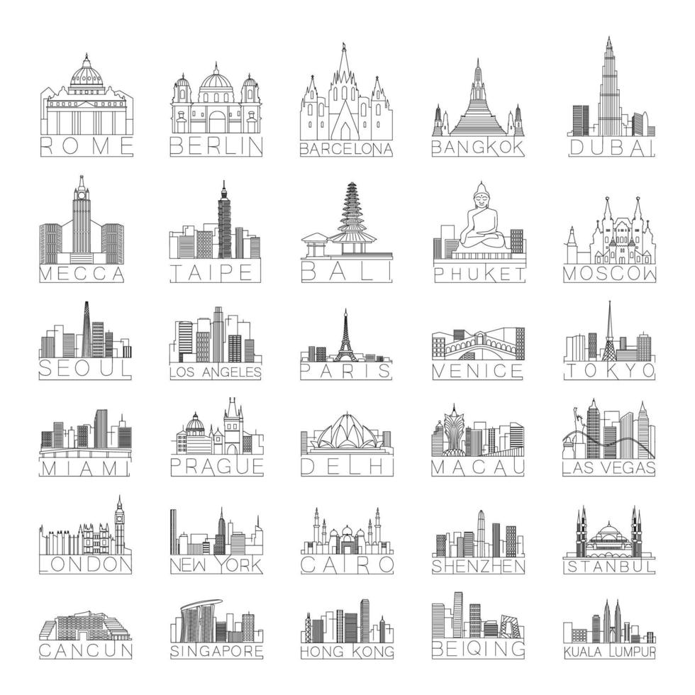 Set of Linear City Skylines vector