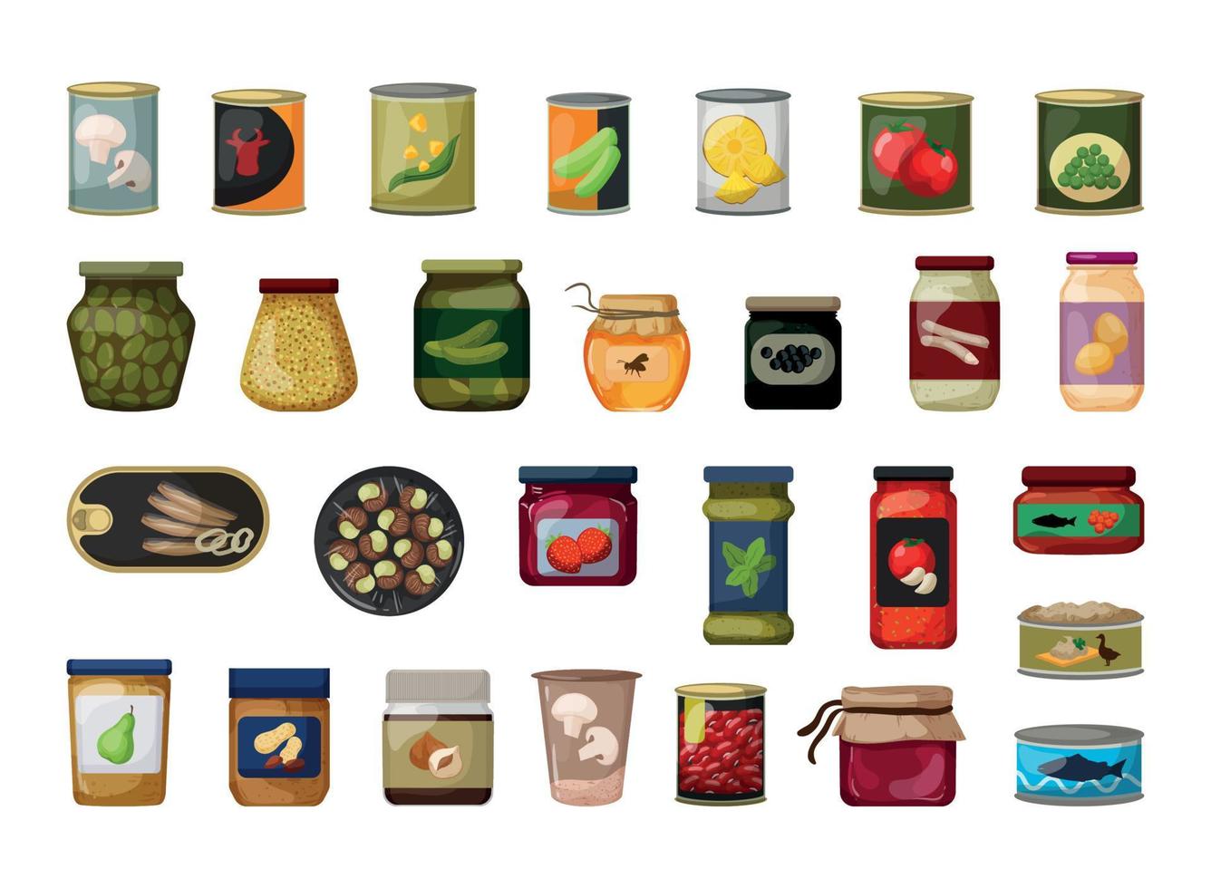 Set of Canned Food vector