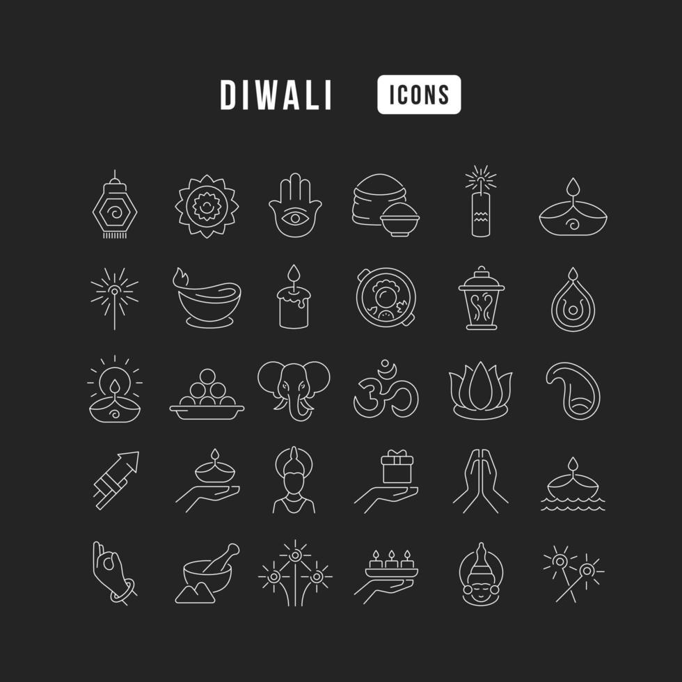 Vector Line Icons of Diwali