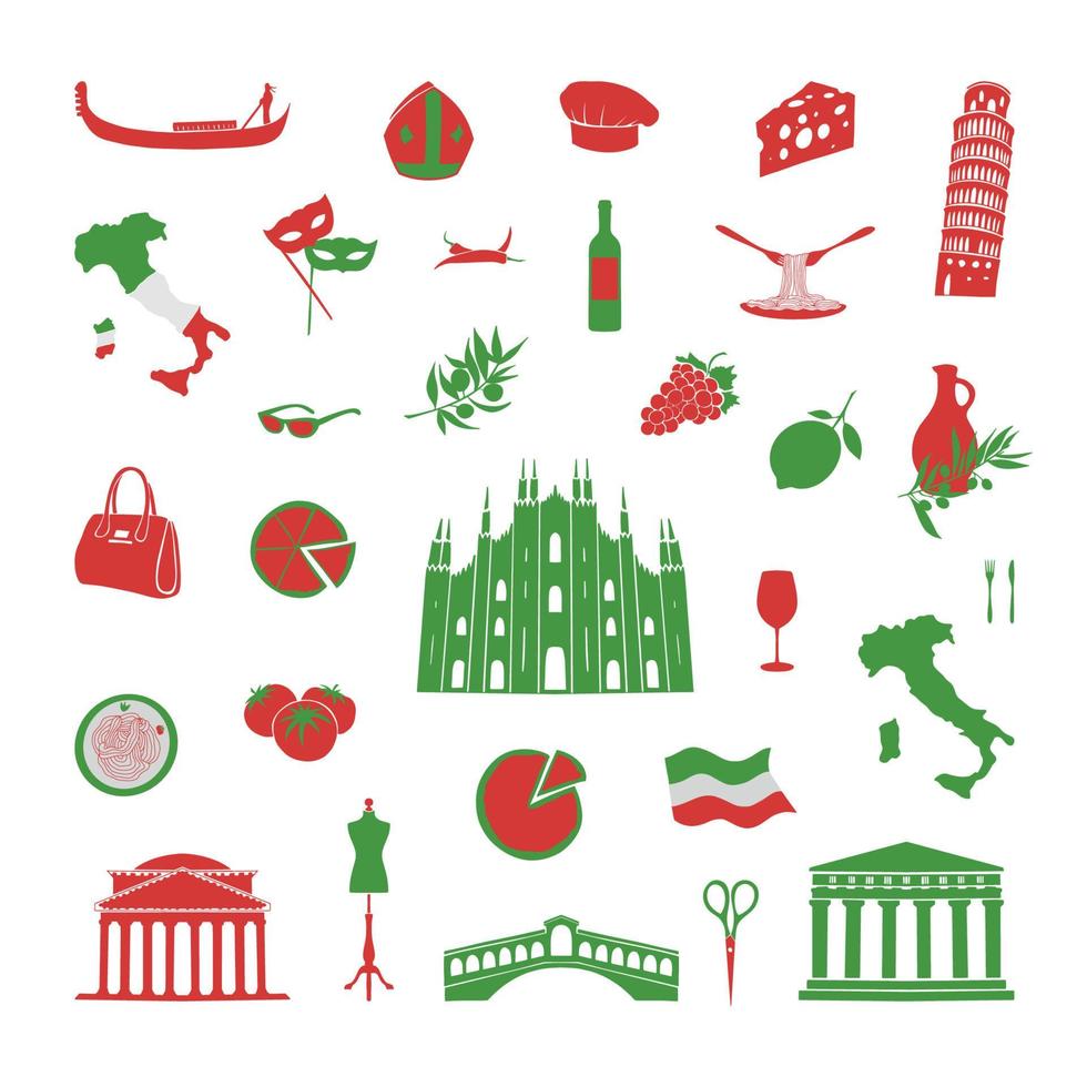Set of Italy Illustrations vector