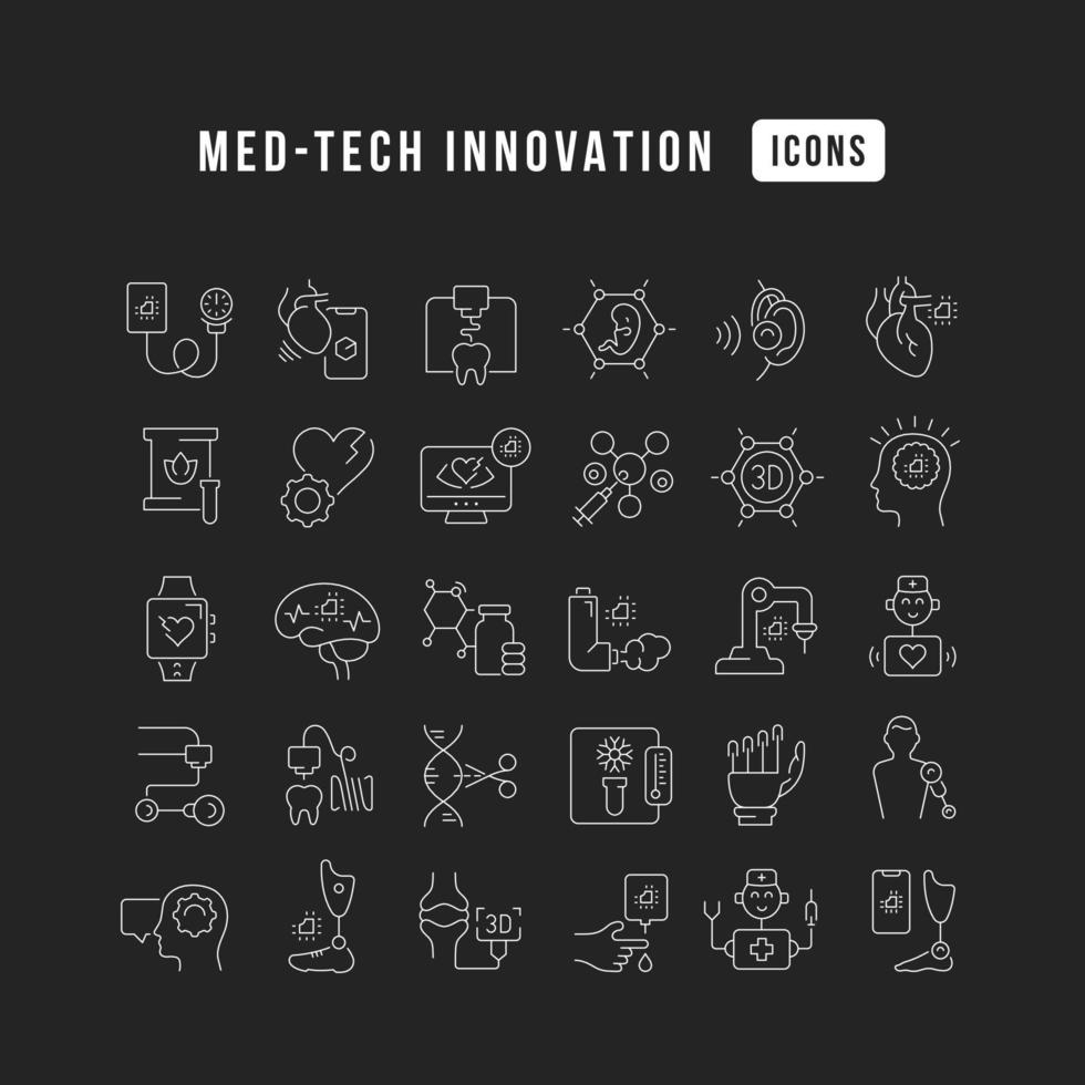 Set of linear icons of Med-Tech Innovation vector