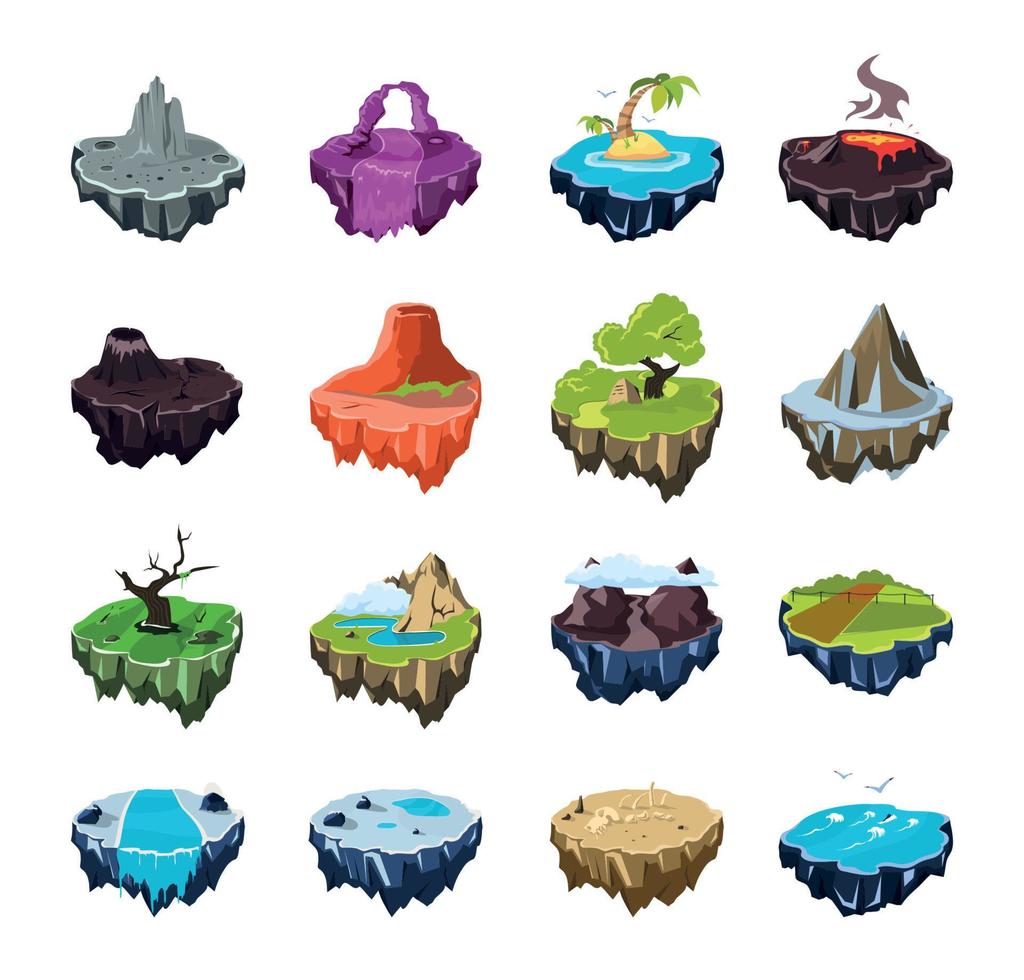 Set of Fantasy Islands vector