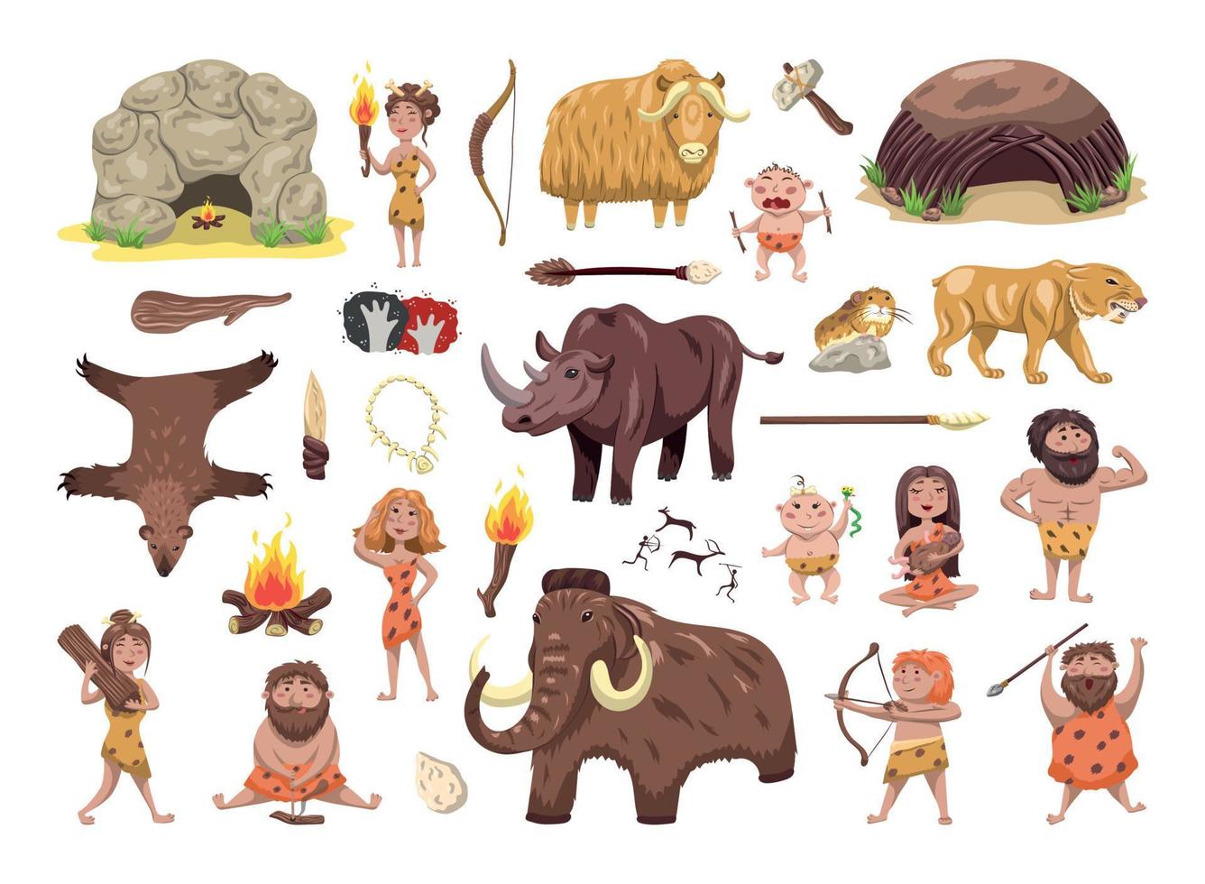 Primitive People and Animals vector