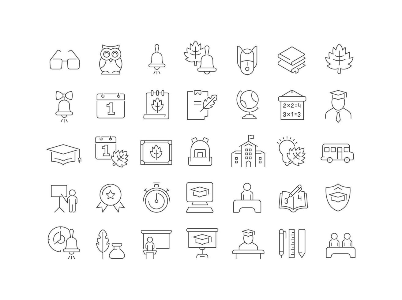 Set of linear icons of Back to School vector