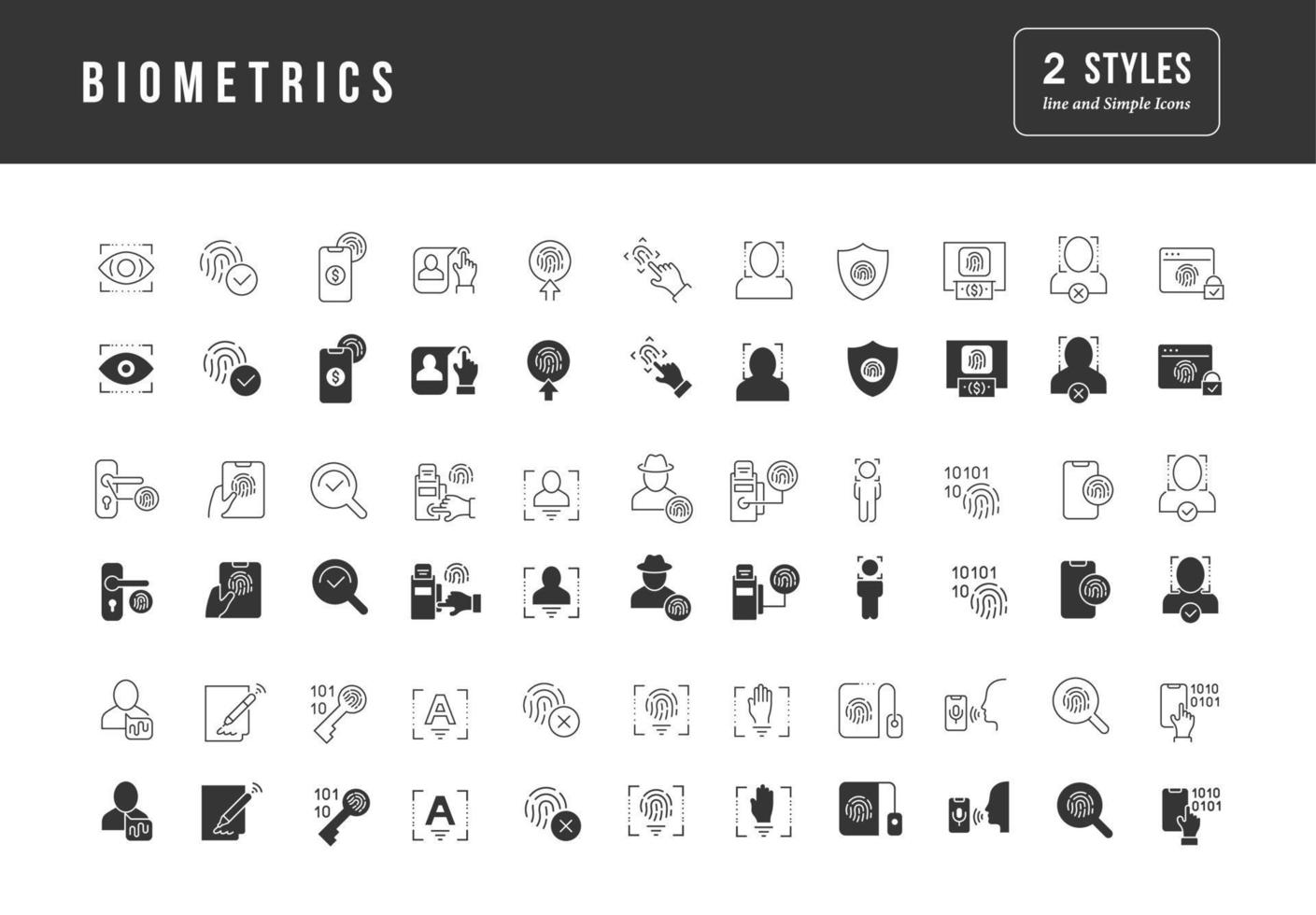 Set of simple icons of Biometrics vector