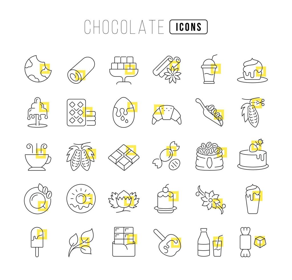 Set of linear icons of Chocolate vector