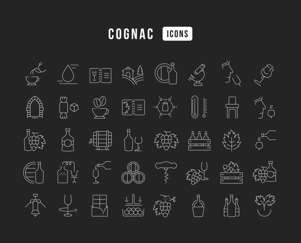 conjunto de iconos lineales de coñac vector