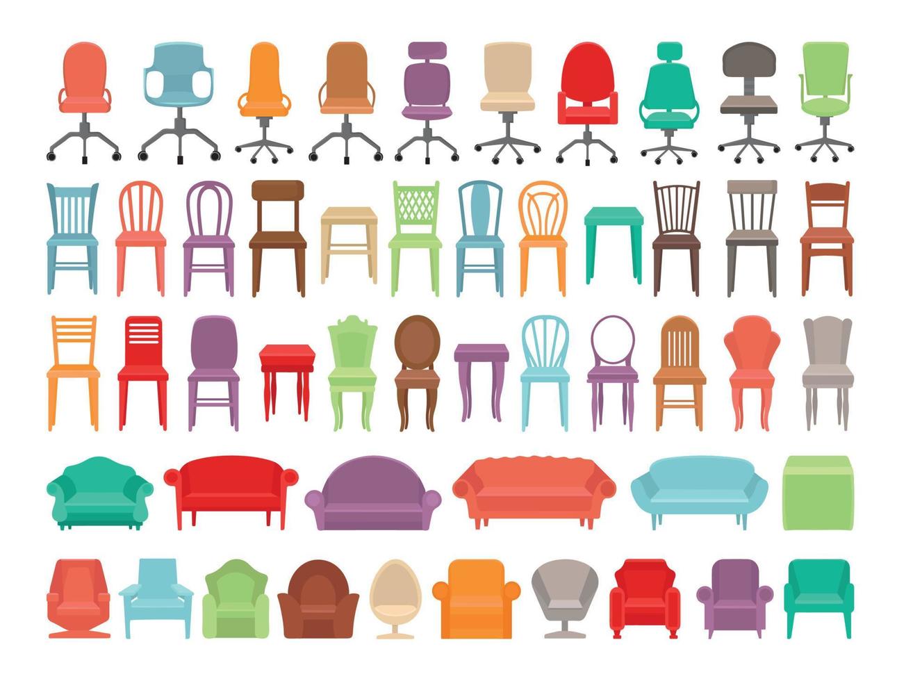 Set of Chairs and Sofas vector