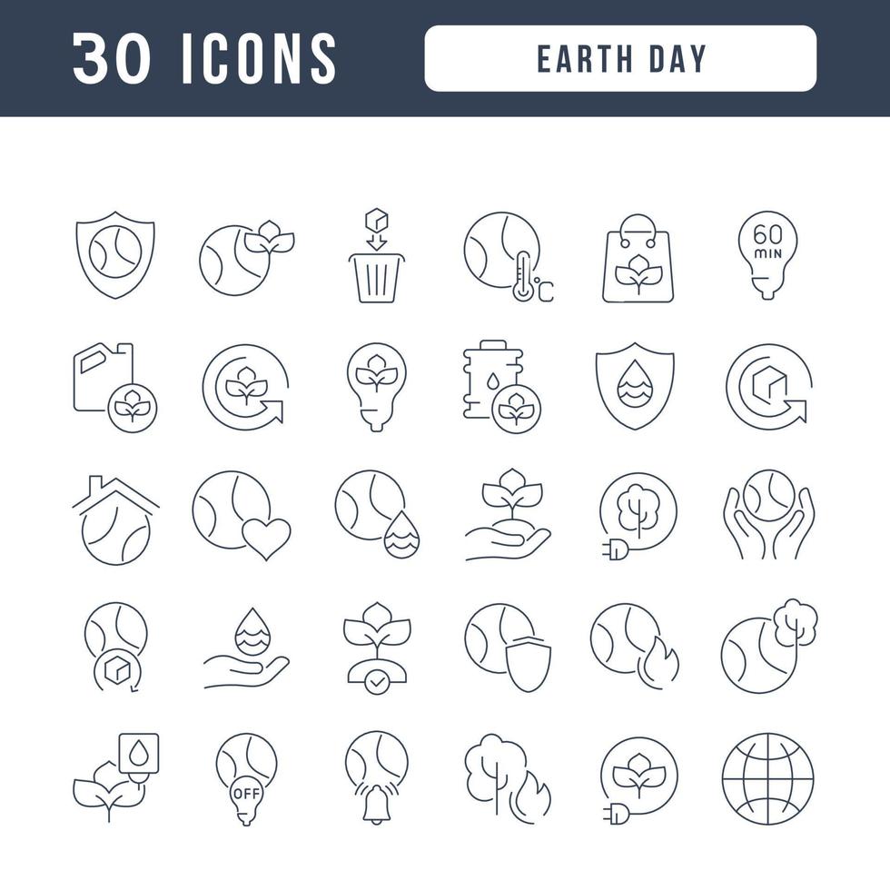 Vector Line Icons of Earth Day