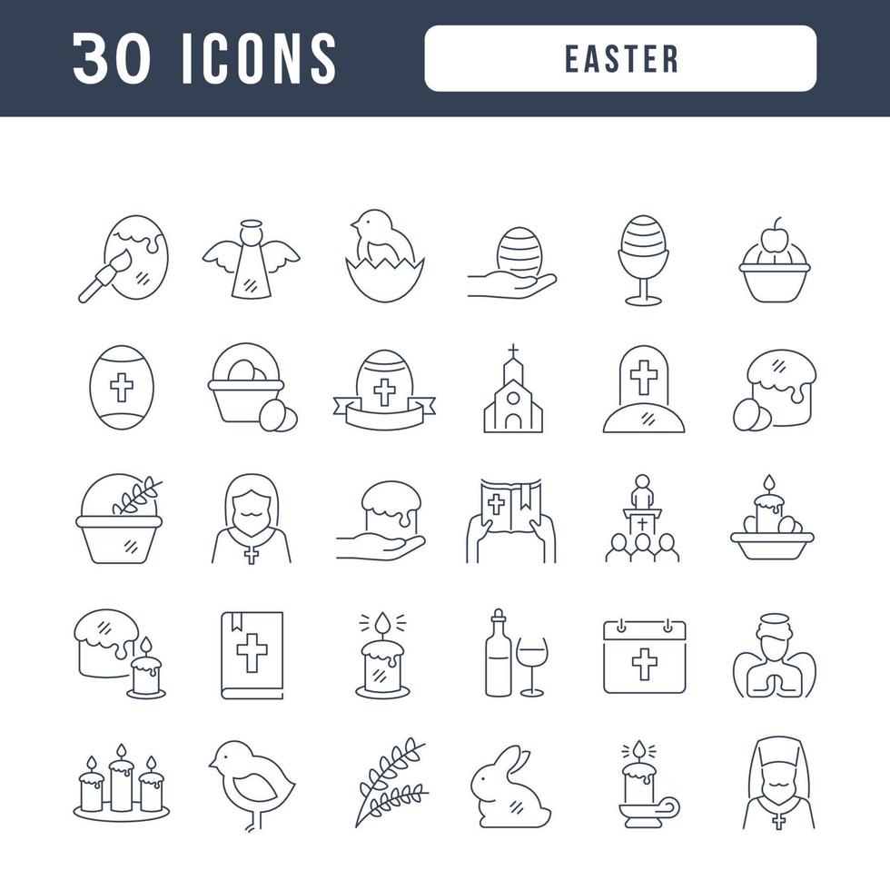 Vector Line Icons of Easter