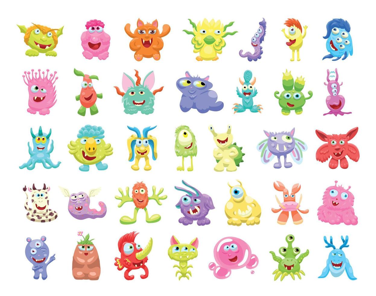 Set of Cartoon Monsters vector
