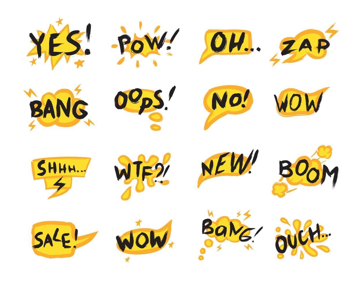 Collection of Phrases on Speech Bubbles vector
