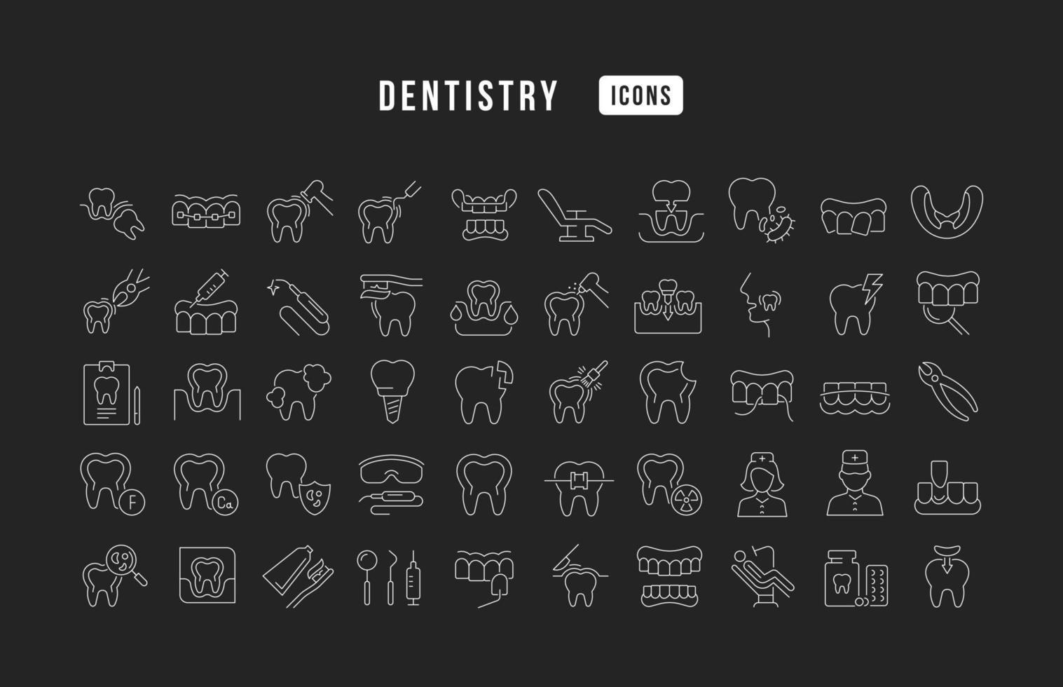 Set of linear icons of Dentistry vector