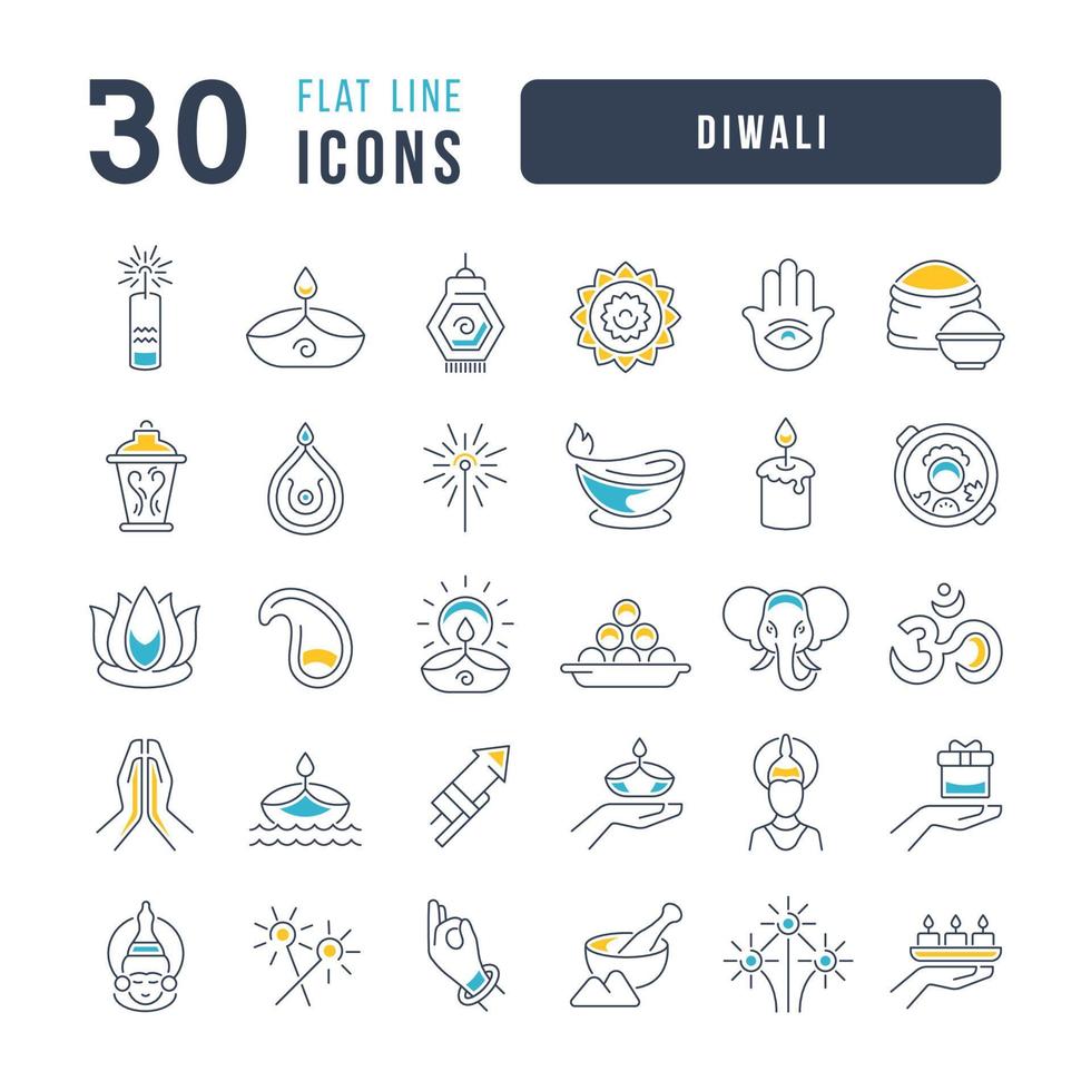 Vector Line Icons of Diwali