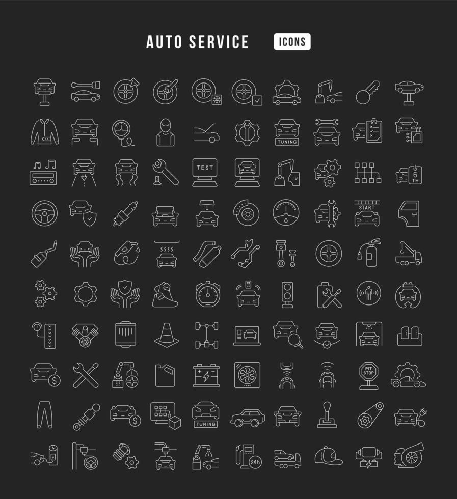 Set of linear icons of Auto Service vector