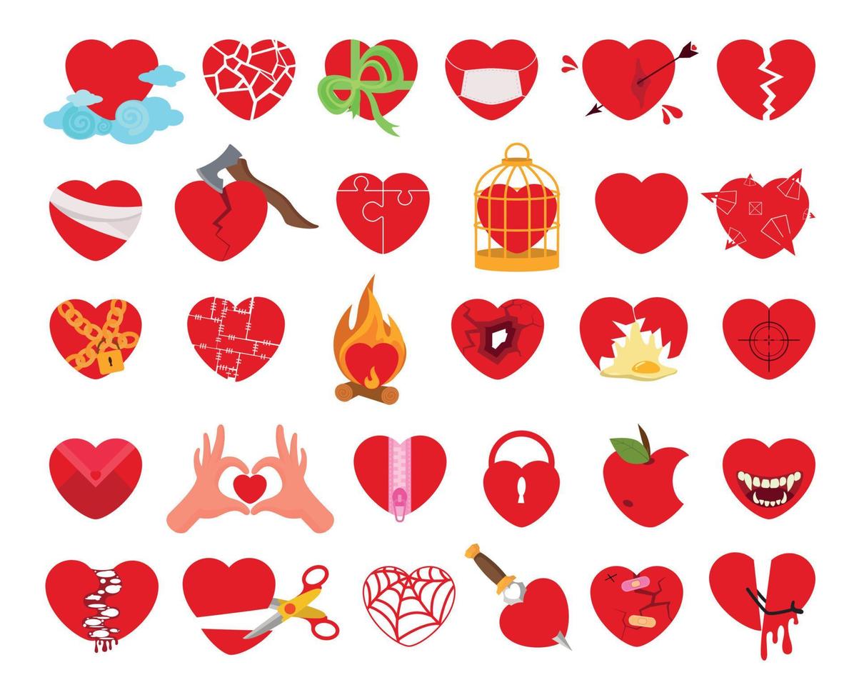 Set of Red Hearts vector