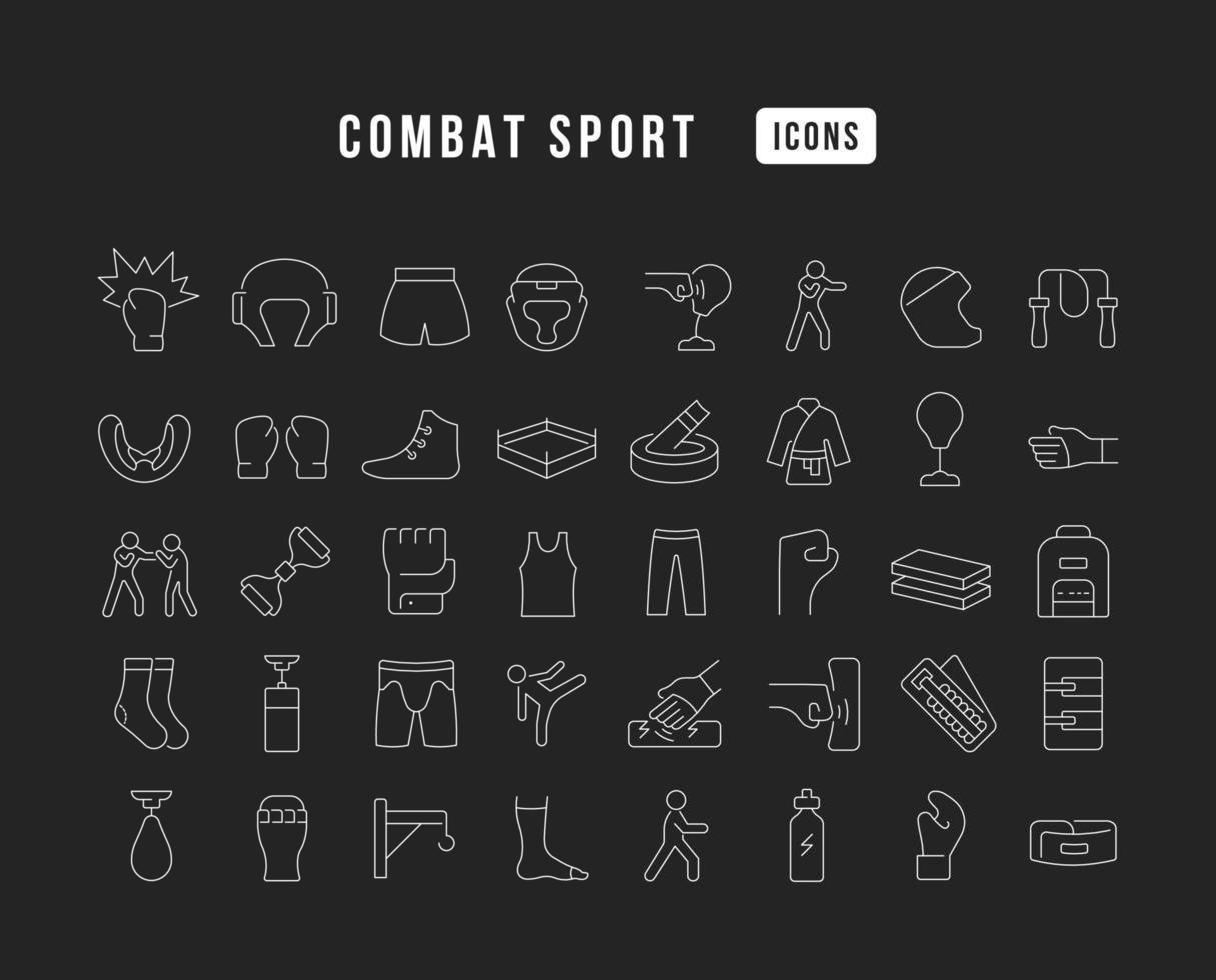 Set of linear icons of Combat Sport vector