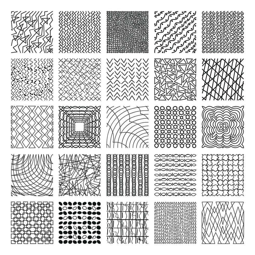 Set of Abstract Monochrome Patterns vector