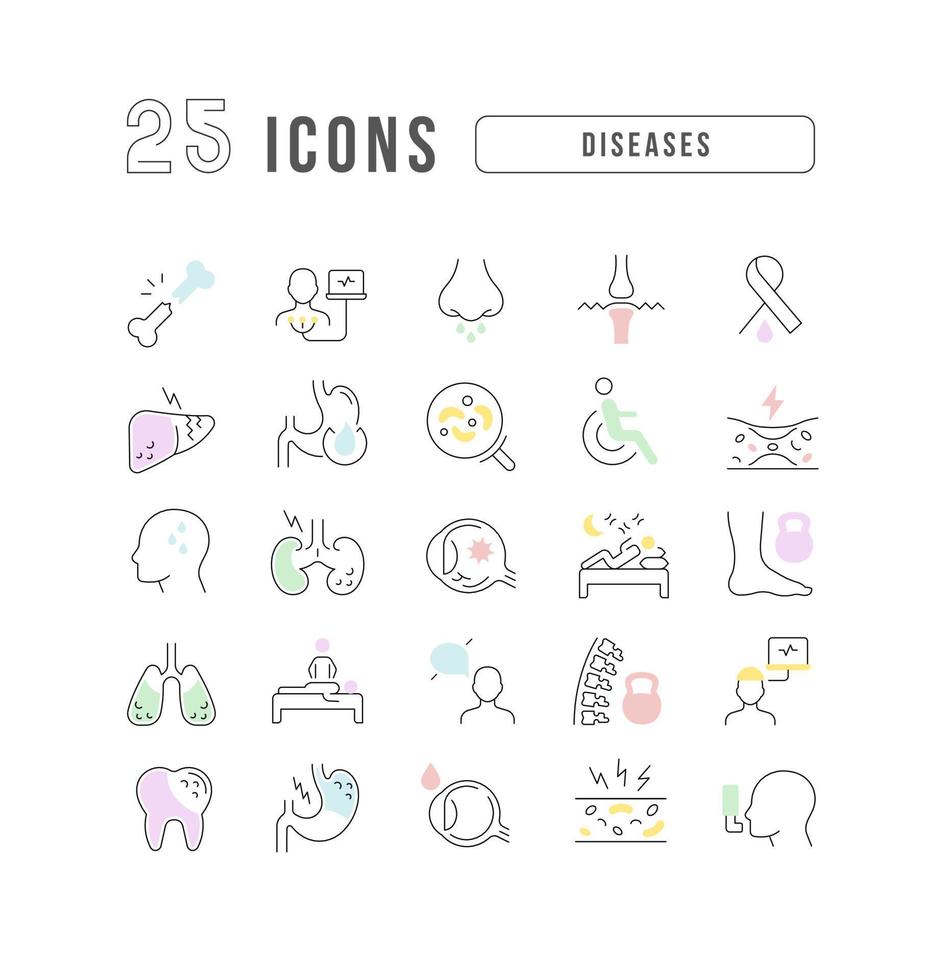 Set of linear icons of Diseases vector