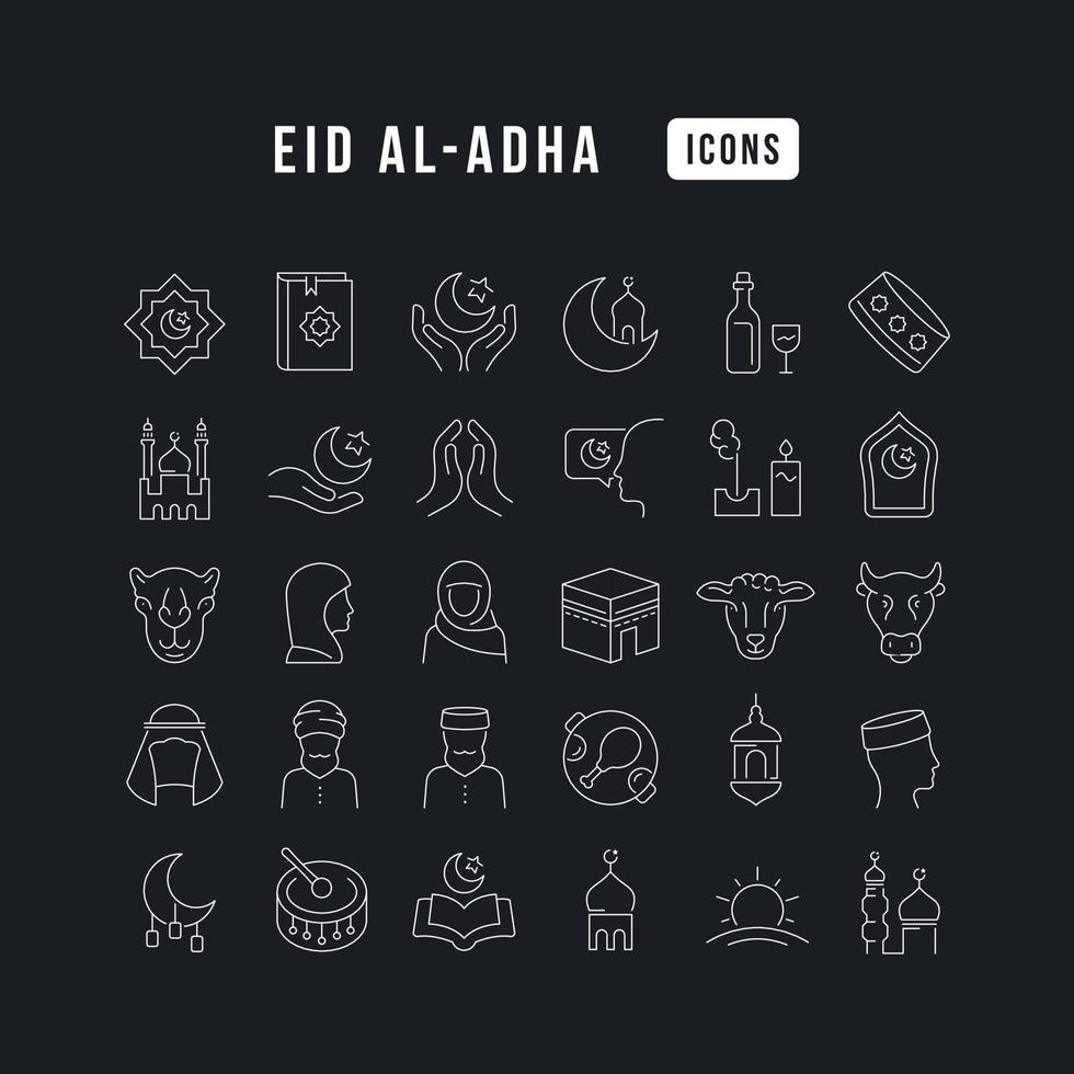 Vector Line Icons of Eid Al-Adha