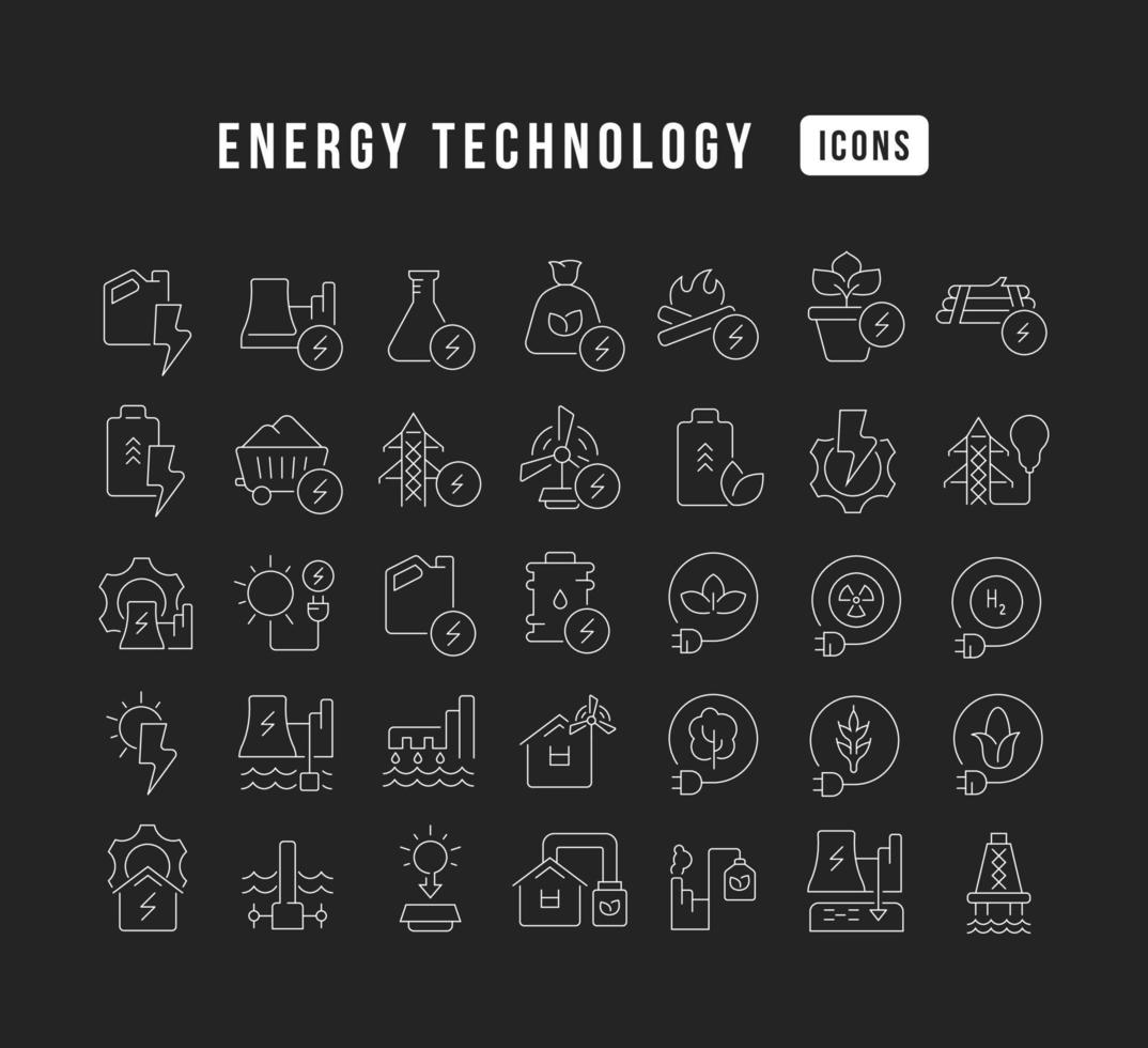 conjunto de iconos lineales de tecnología energética vector