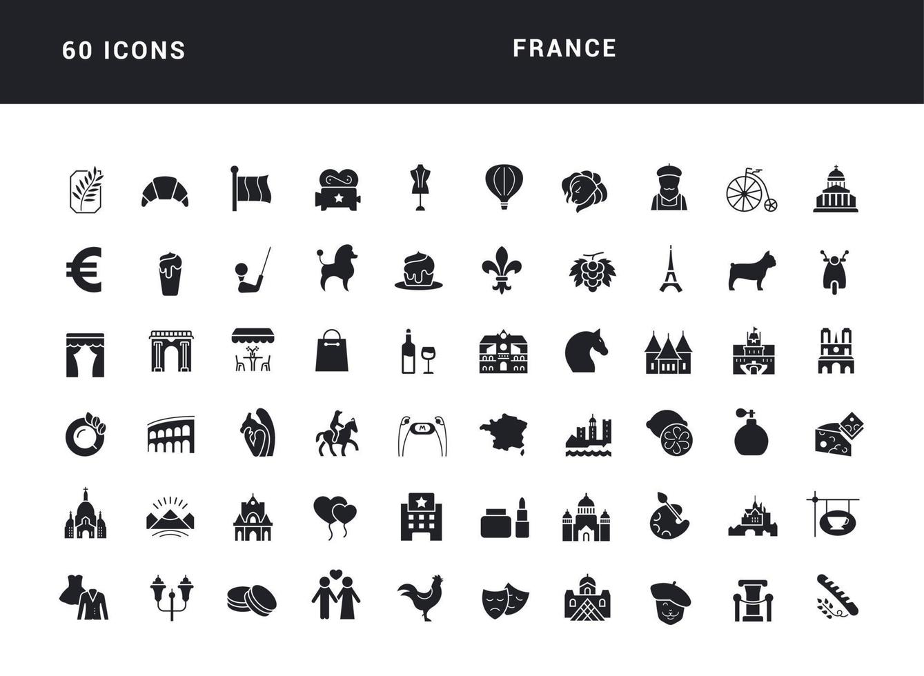 conjunto de iconos simples de Francia vector