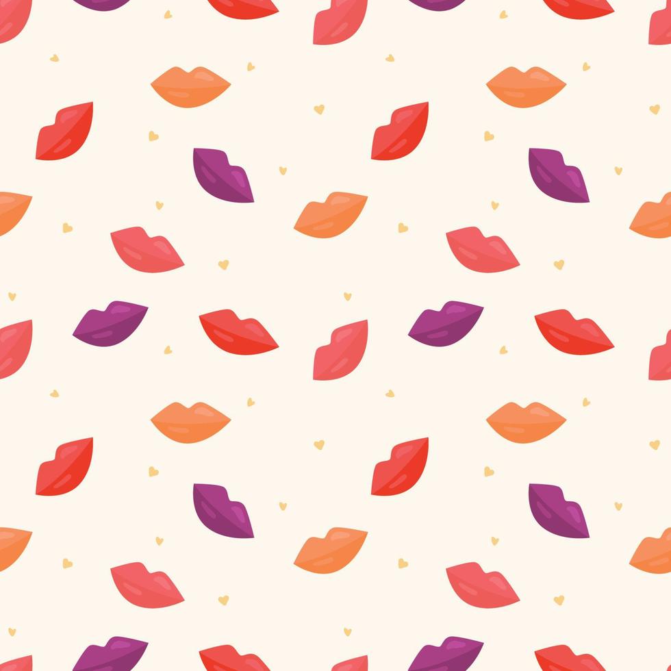 Lips with different colored lipsticks seamless pattern Gift Wrap wallpaper background vector