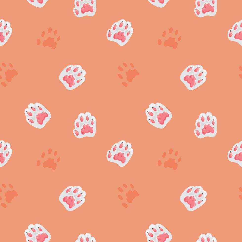 Fondo de papel tapiz de papel de regalo de patrones sin fisuras lindo dulce pata de gato rosa vector