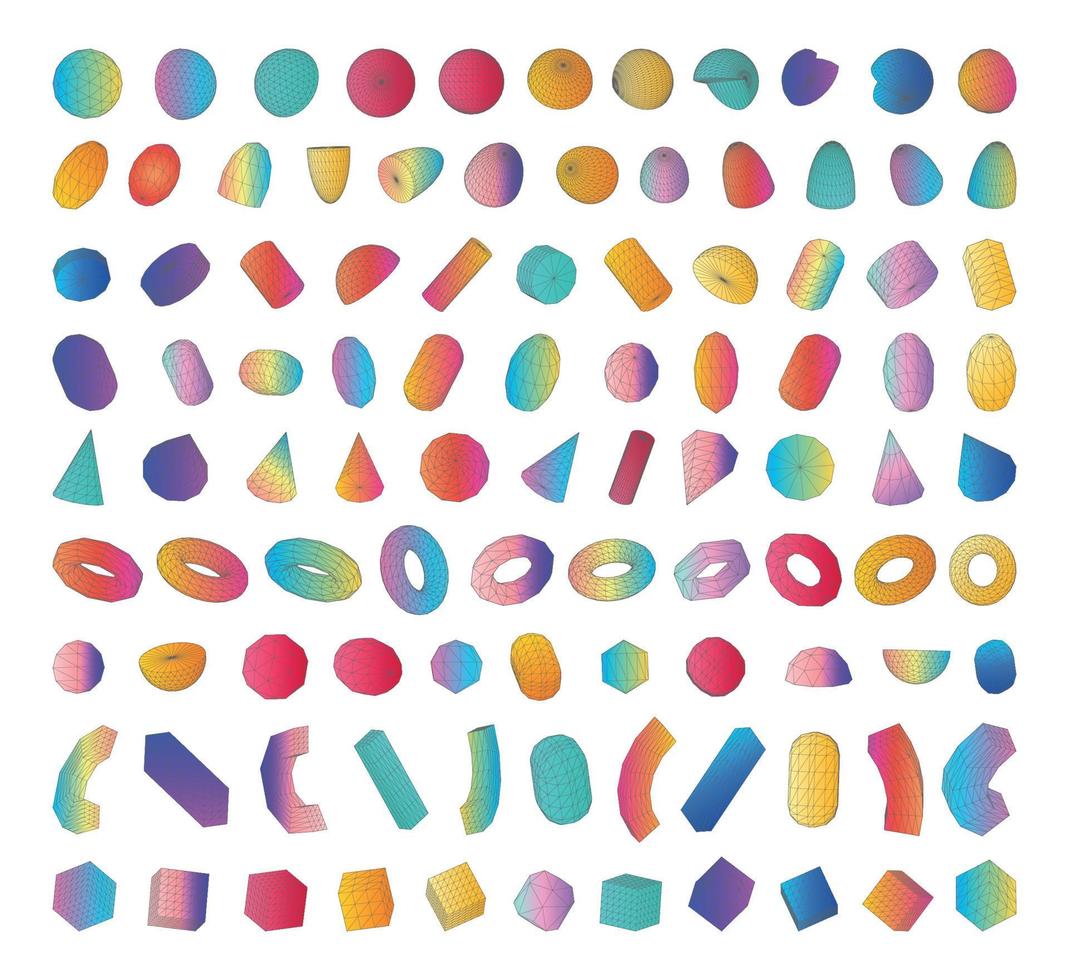 Collection of Colorful 3D Figures vector