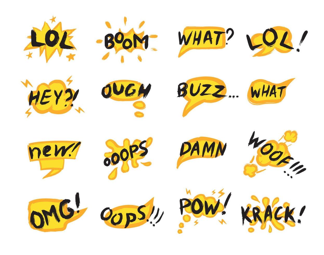 Collection of Phrases on Speech Bubbles vector