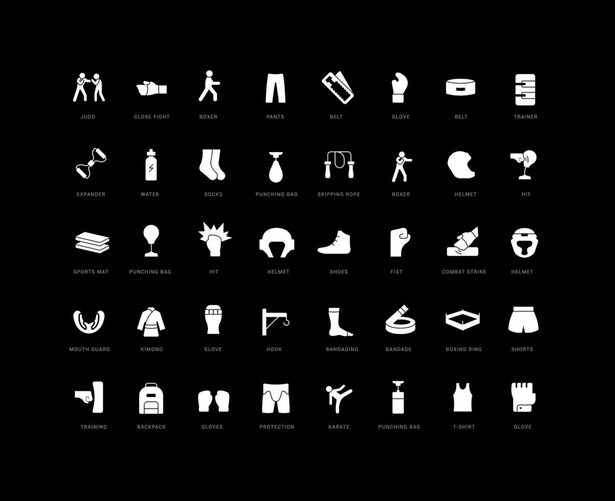 Set of simple icons of Combat Sport vector