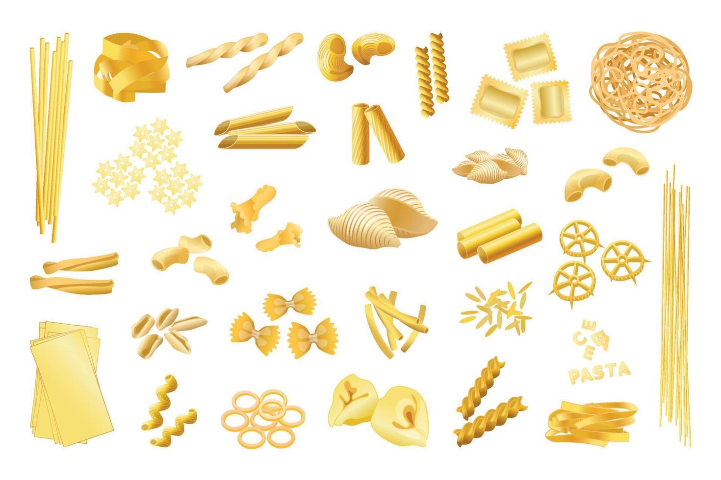 conjunto de tipos de pasta vector