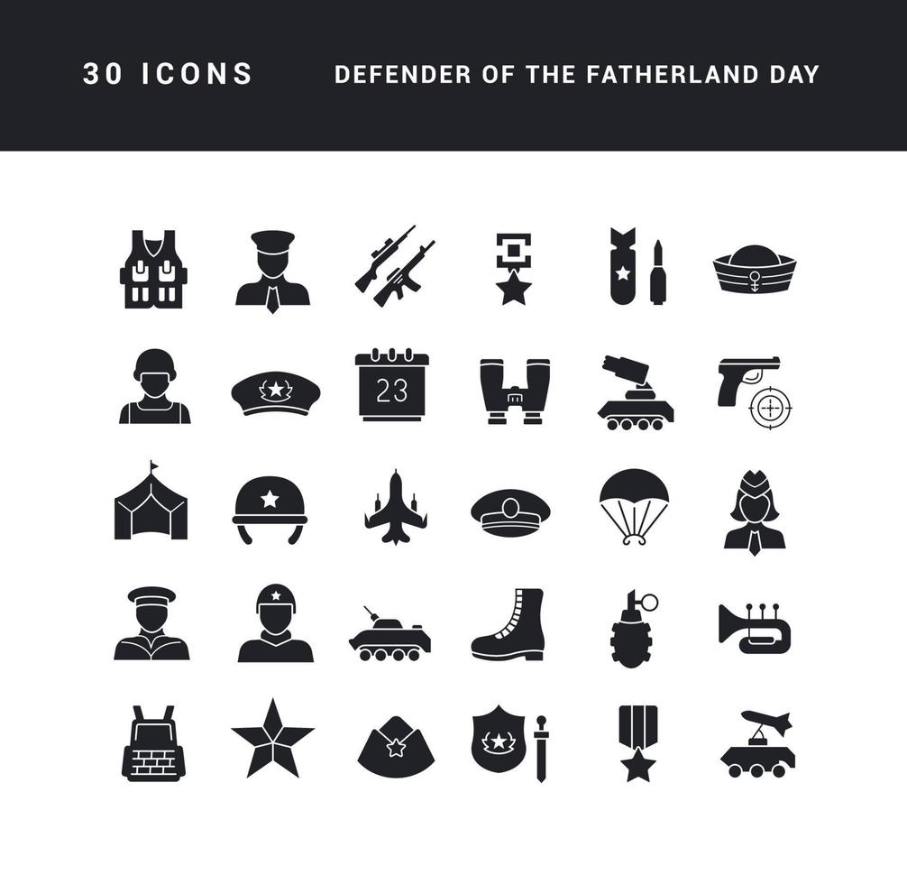 conjunto de íconos simples del defensor del día de la patria vector
