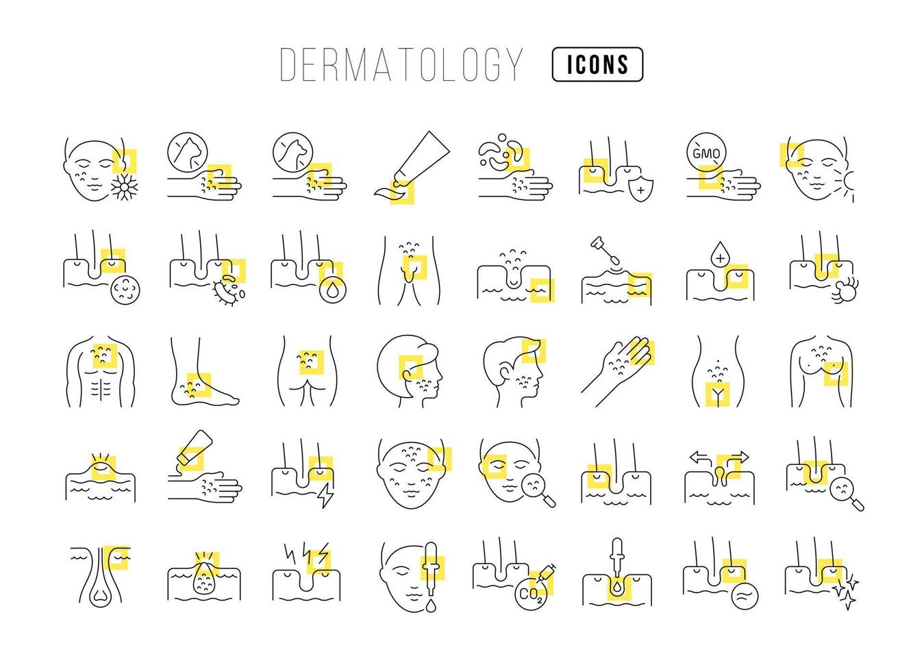 conjunto de iconos lineales de dermatología vector